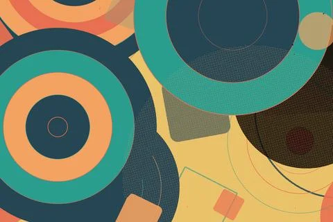 Colorful Abstract Geometric Pattern with Concentric Circles and Dots Illustrazione stock