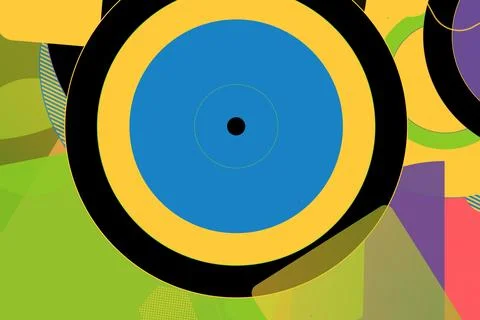 Colorful Abstract Geometric Pattern with Concentric Circles and Vibrant Shape Stock Illustration