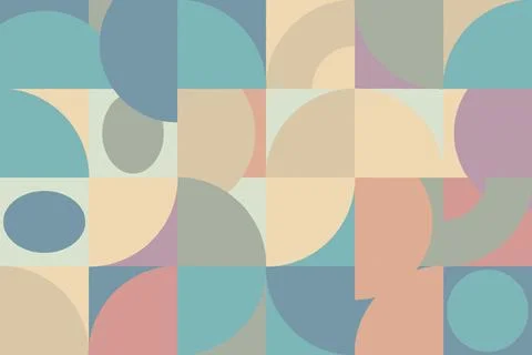 Colorful abstract geometric pattern featuring overlapping pastel circles an.. Illustrazione stock