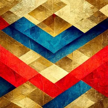Colorful abstract geometric pattern with gold, red and blue lines Stock Illustration