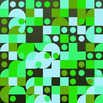 Colorful abstract geometric pattern with overlapping circles and shapes Stock Illustration