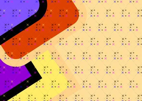 Colorful Abstract Geometric Pattern With Retro Pop Shapes And Playful Moder.. Stock Illustration
