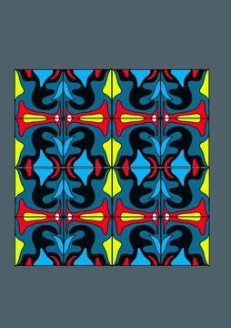 Colorful abstract geometric pattern in symmetrical grid Stock Illustration