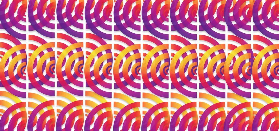 Colorful Abstract Geometric Seamless Pattern with Vibrant Concentric Rings Illustrazione stock