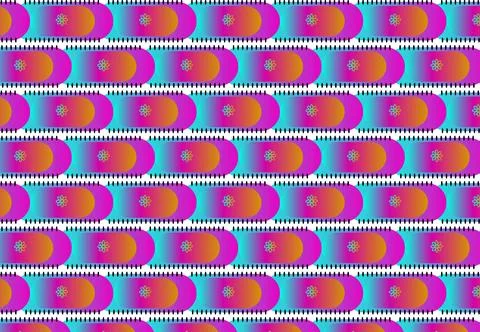 Colorful Abstract Geometric Seamless Pattern With Retro Psychedelic Ovals a.. Stock Illustration