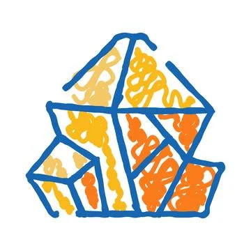Colorful abstract geometric shapes with scribbled lines Illustrazione stock