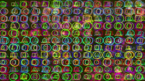 Colorful Abstract Glitch Pattern With Neon Geometrical Mosaic Stock Footage 330548432