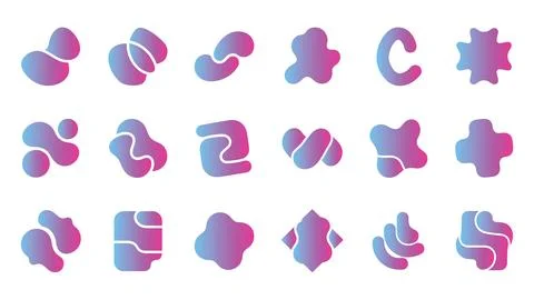 Colorful abstract gradient blobs and shapes for modern design backgrounds. Illustrazione stock