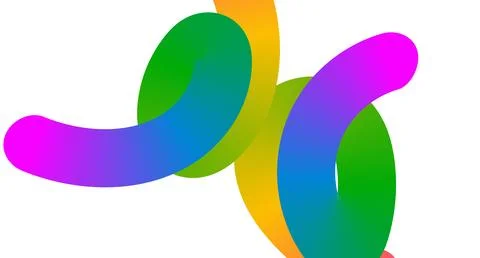 Colorful Abstract Gradient Loops On White Background  Vibrant Ribbon Shapes.. Иллюстрация