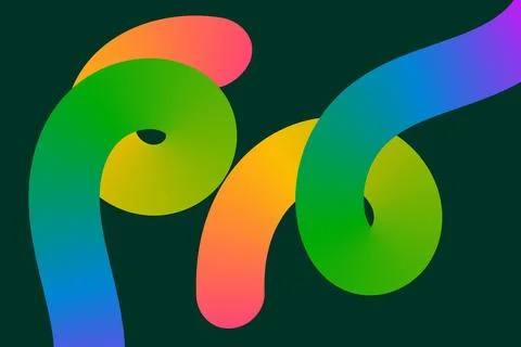 Colorful Abstract Gradient Ribbons on Dark Background  Vibrant Neon Curved .. 库存插图