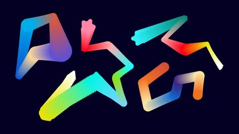 Colorful abstract gradient text art on dark blue background with paint stroke 库存插图
