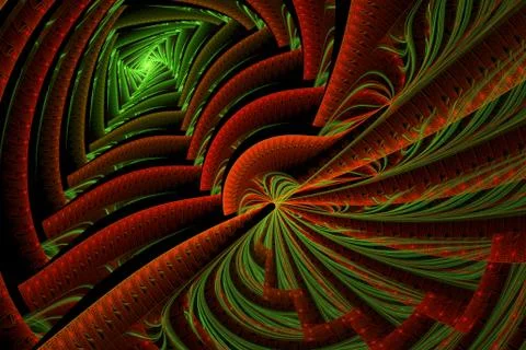 Colorful Abstract green red dramatic shadows and zig zag pattern Stock Illustration