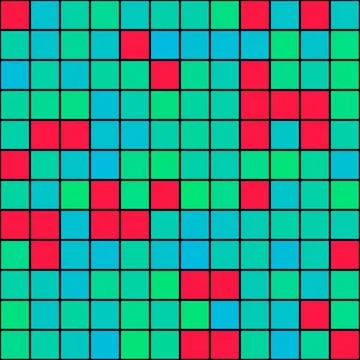 Colorful abstract grid pattern with red blue green squares Stock Illustration