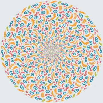 Colorful abstract hand drawn Pattern background round shape Stock Illustration