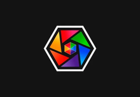 Colorful abstract hexagon shape, vector logo Stock Illustration