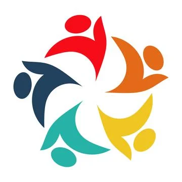 Colorful Abstract Human Figures Representing Unity and Collaboration Stock Illustration