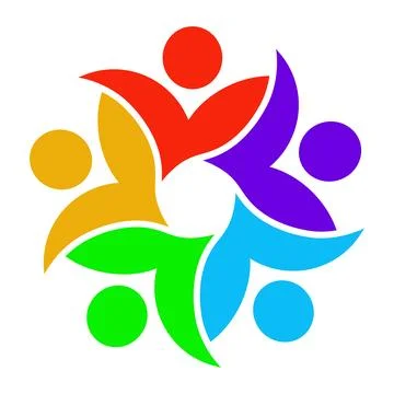 Colorful Abstract Human Figures Representing Diversity and Community Spirit Stock Illustration