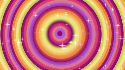 A colorful abstract illustration featuring concentric circles and sparkling star Stock Footage 328503750
