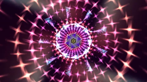 Colorful Abstract Kaleidoscope of Triangular Geometric Light Patterns Stock Footage 307030743