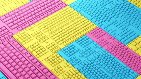Colorful abstract keyboards in geometric pattern Stock Footage 303946856