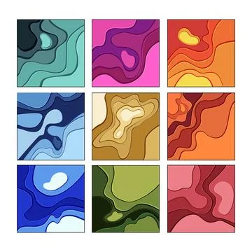 Colorful abstract layered paper cut design collection Stock-Illustration