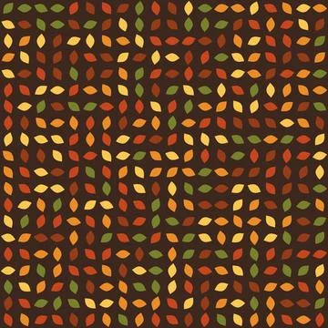 Colorful abstract leaf pattern with red orange green yellow shapes on dark .. Stock Illustration