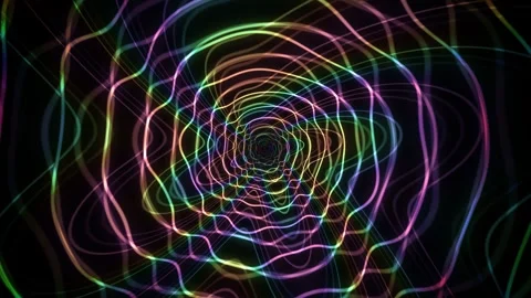 Colorful abstract light patterns swirl in a dark background Stock Footage 340292469