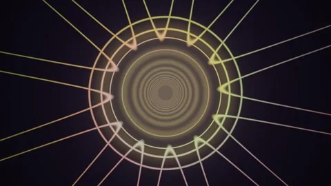 Colorful abstract lines creating circular patterns on dark Stock Footage 340302005