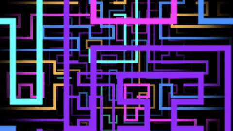 Colorful abstract lines. fly through labyrinth pattern.  wallpaper, background Stock Footage 167232207