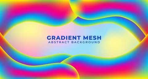 Colorful abstract liquid 3d shapes. Beautiful wavy rainbow fluid gradient b.. Stock Illustration
