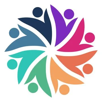 Colorful Abstract Logo Representing Diversity and Togetherness in Community Stock Illustration