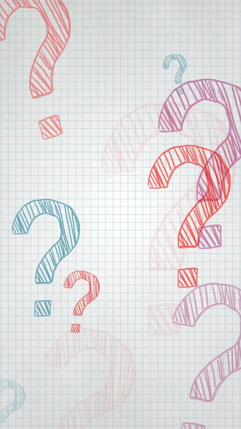 Colorful abstract loop background with hand draw question mark. Vertical video. Video stock 284106717
