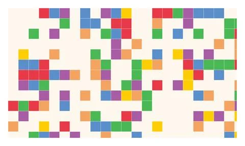 Colorful abstract mosaic pattern of blocks in vibrant retro colors. Stockillustratie