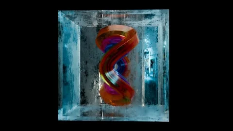 Colorful abstract motion design inside a crystal cube for visual experiences Stock Footage 292872391