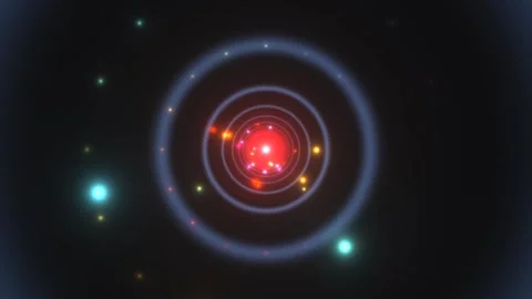 Colorful abstract motion of light circles on dark Видео 338316372