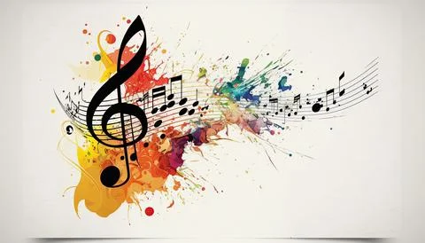 Colorful abstract musical notes, Generative AI Stock Illustration