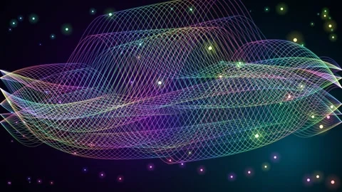 Colorful Abstract Neon Wave Background With Glowing Particles Stock Footage 340542323