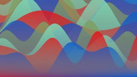 Colorful Abstract Overlapping Wave Layers with Translucent Gradient Backgro.. Stock Illustration