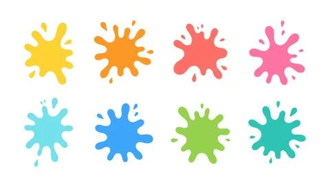 Colorful Abstract Paint Splatter Set Isolated on White Background Stock Illustration
