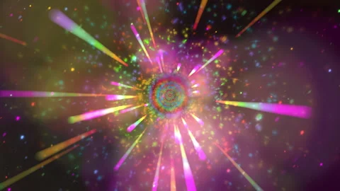 Colorful Abstract Particle Explosion With Neon Light Rays and Cosmic Energy Stock Footage 330877190