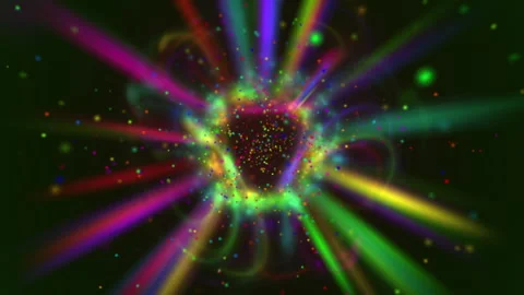 Colorful Abstract Particle Vortex Radiant Light Beams Stock Footage 330188742