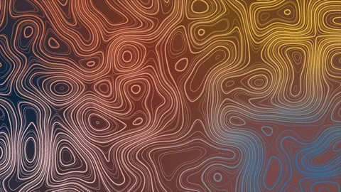 Colorful abstract pattern with animation of morphing line as topographic map Video stock 243416980