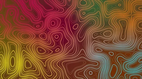 Colorful abstract pattern with animation of morphing line as topographic map Video stock 243416998