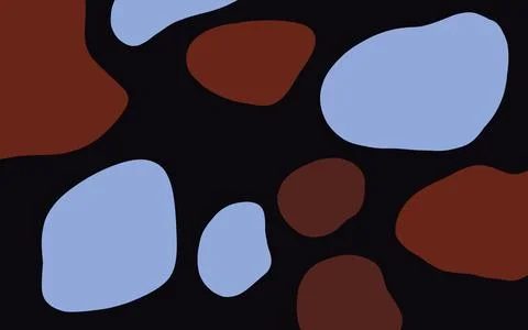 Colorful abstract pattern on black background, hand drawn, organic shape desi Stock Illustration