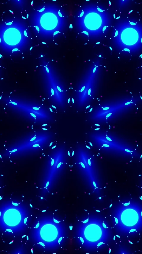 Colorful abstract pattern with blue and pink lights. Kaleidoscope VJ loop Stock Footage 314835281