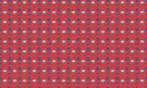 Colorful abstract pattern with circles and dots on red background Stock Illustration