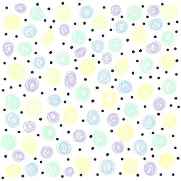 Colorful abstract pattern with circles and dots on white background Stock Illustration