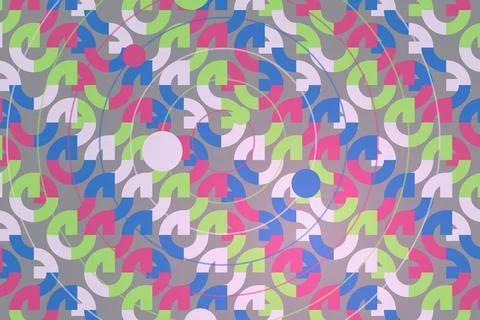 Colorful abstract pattern with circles and lines in bright shades Stock Illustration