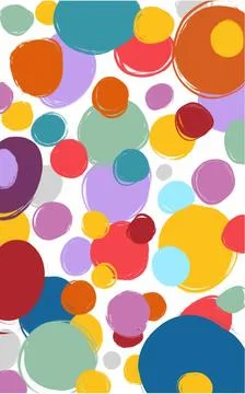 A colorful abstract pattern of crayon circles and dots on a white background Stock Illustration