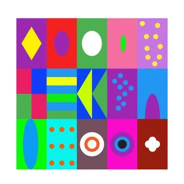 Colorful Abstract Pattern Design with Geometric Shapes and Dots Isolated on.. 스톡 일러스트
